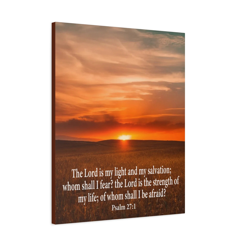 Bible Verse Canvas Lord is My Salvation Psalm 27:1 Christian Scripture Art